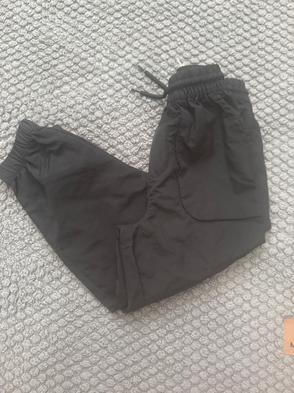 Kids Black Elastic-Waist Cargo Joggers